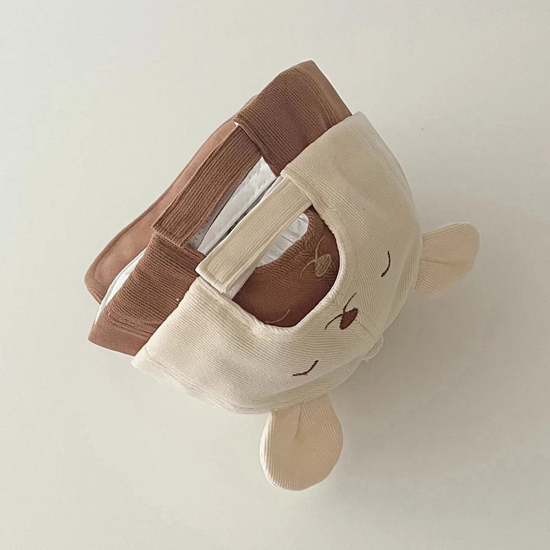 Gorra de béisbol con orejas de oso para bebé, gorro de algodón con visera, bordado bonito, ajustable, para el Sol, para verano
