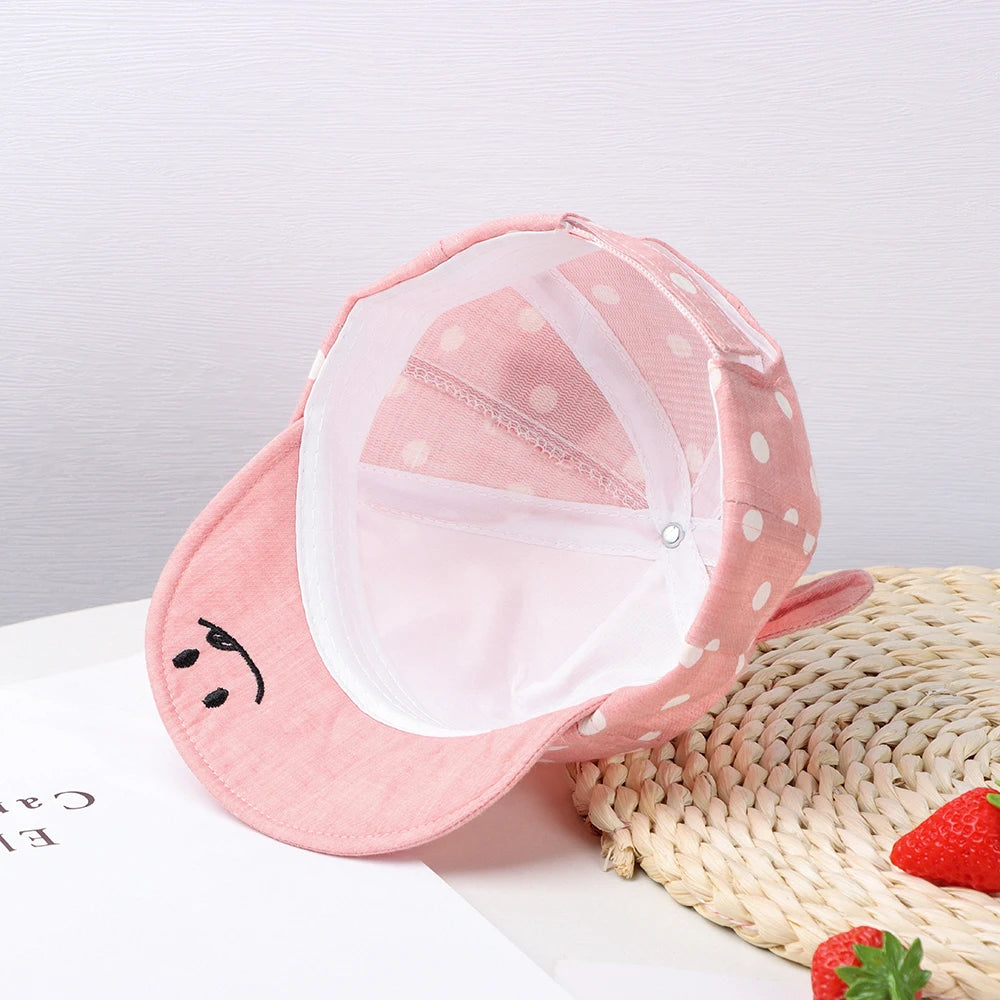 Sombrero de béisbol informal para bebé de 6-24 meses, gorra con Orejas de conejo, gorros de playa de lunares, gorra de Panamá, sombrero de sol para niños al aire libre