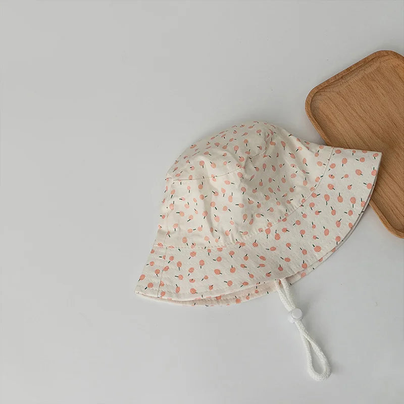 Sombrero de pescador para niños de 1 a 12 años, gorros de cubo con estampado rosa para niñas y bebés, gorro de lavabo con protección UV transpirable de algodón, viseras de sombrilla para niños