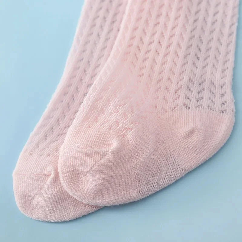 Calcetines hasta la rodilla para bebé de 0 a 24 meses, calcetines largos de algodón con lazo para niño pequeño, calcetines largos de princesa para bebé recién nacido, novedad de 2024
