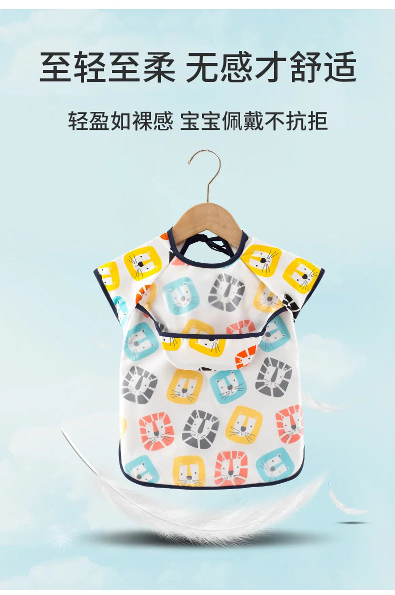 Baberos de tela para bebé, ropa de comedor impermeable, delantal de manga larga, bata de alimentación para niños, vendaje inverso para eructar, protección de pintura