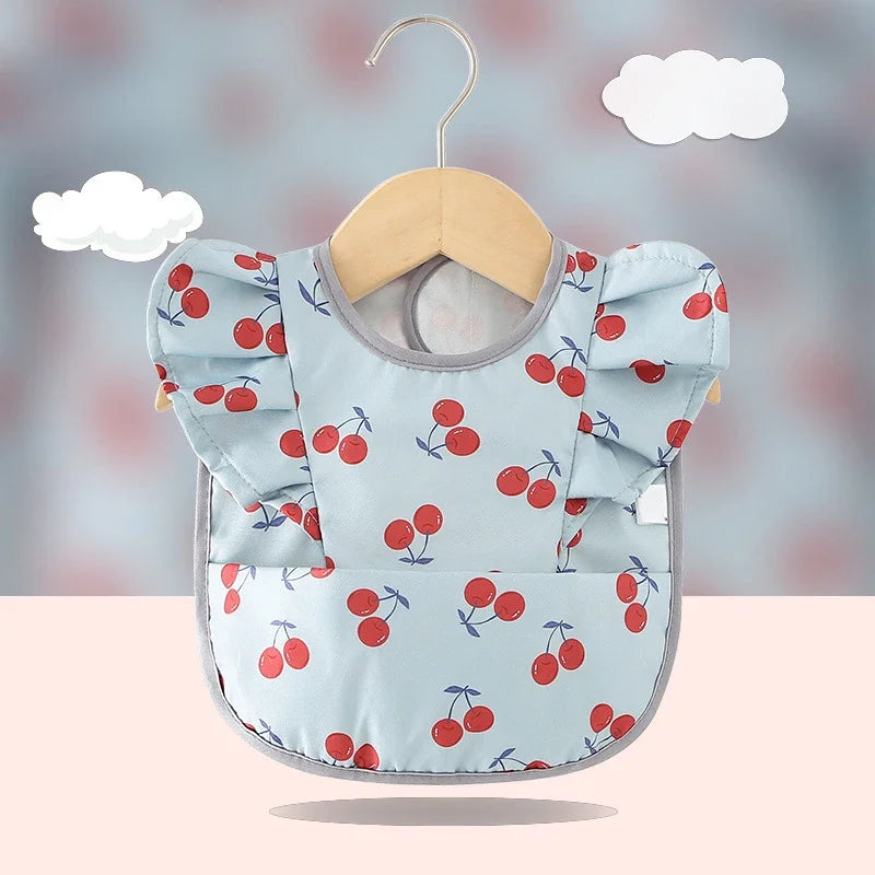 Toalla de Saliva para bebé, Baberos impermeables para niños, delantal para comer, toalla con volantes para niños y niñas, paños para eructar de dibujos animados para recién nacidos