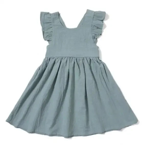 Vestido informal sin mangas con volantes para niñas de 0 a 5 años, ropa de verano con lazo en la espalda para niñas