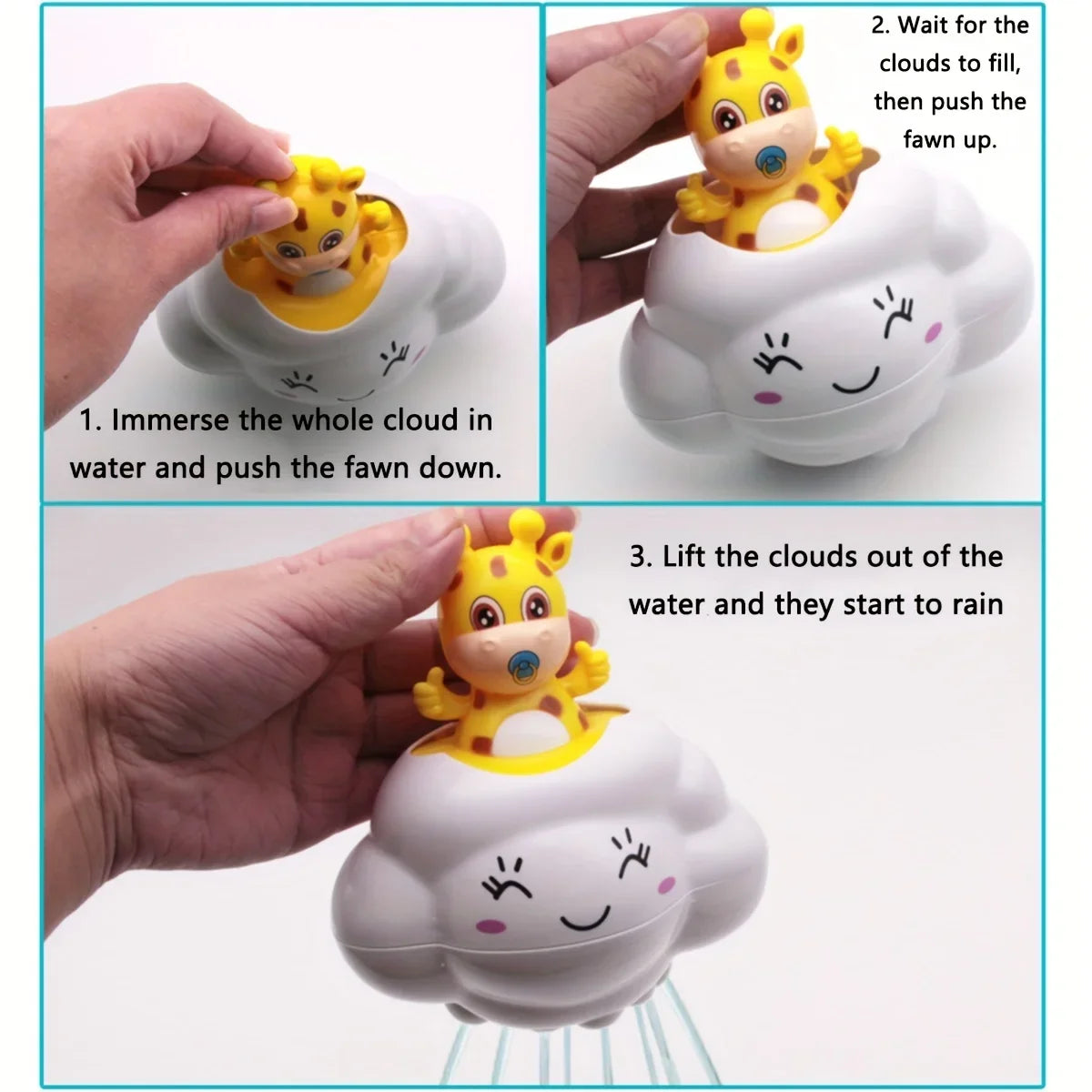 Juego de baño de dibujos animados para bebé, juguetes de baño de agua, nubes de lluvia, cerdito de ciervo, ducha de baño, juego de playa, clásico, educativo para niños, 1 ud.