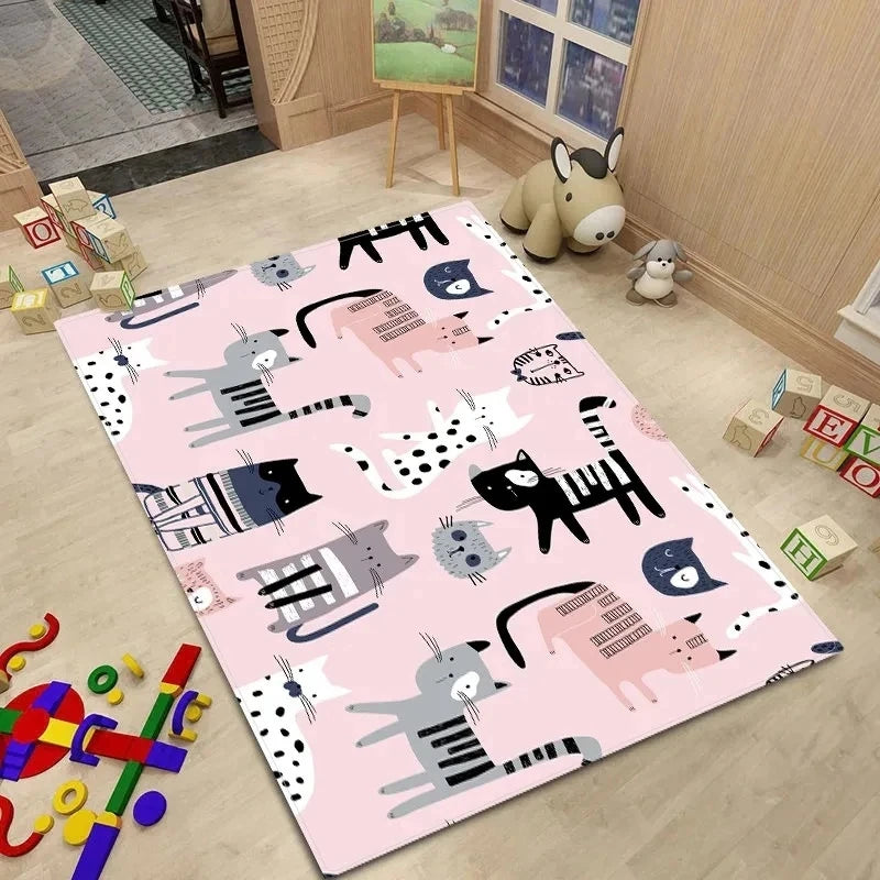 Alfombra de estilo nórdico para habitación de bebé, Alfombra de dibujos animados de animales para dormitorio de niños, alfombra Kawaii para habitación de niñas y niños, Alfombra de juego antideslizante para niños