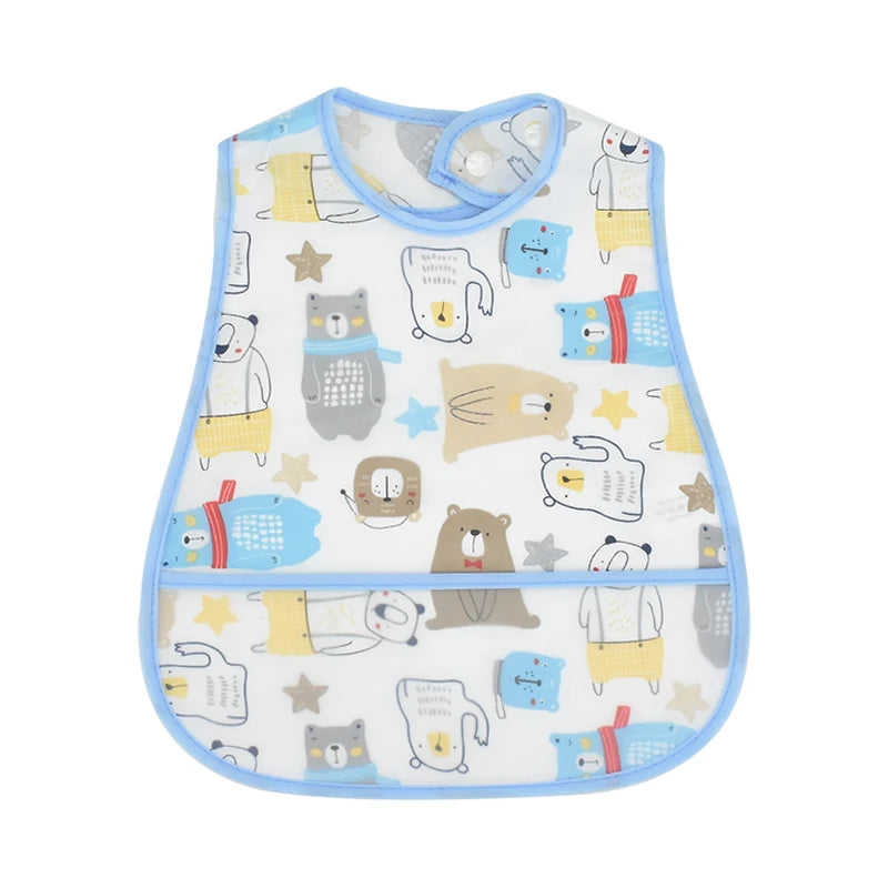 Baberos de alimentación para el almuerzo con bolsillo impermeable EVA con patrón de dibujos animados, Baberos ajustables para bebés, delantal bonito para niños, paños para eructar, novedad de 2023