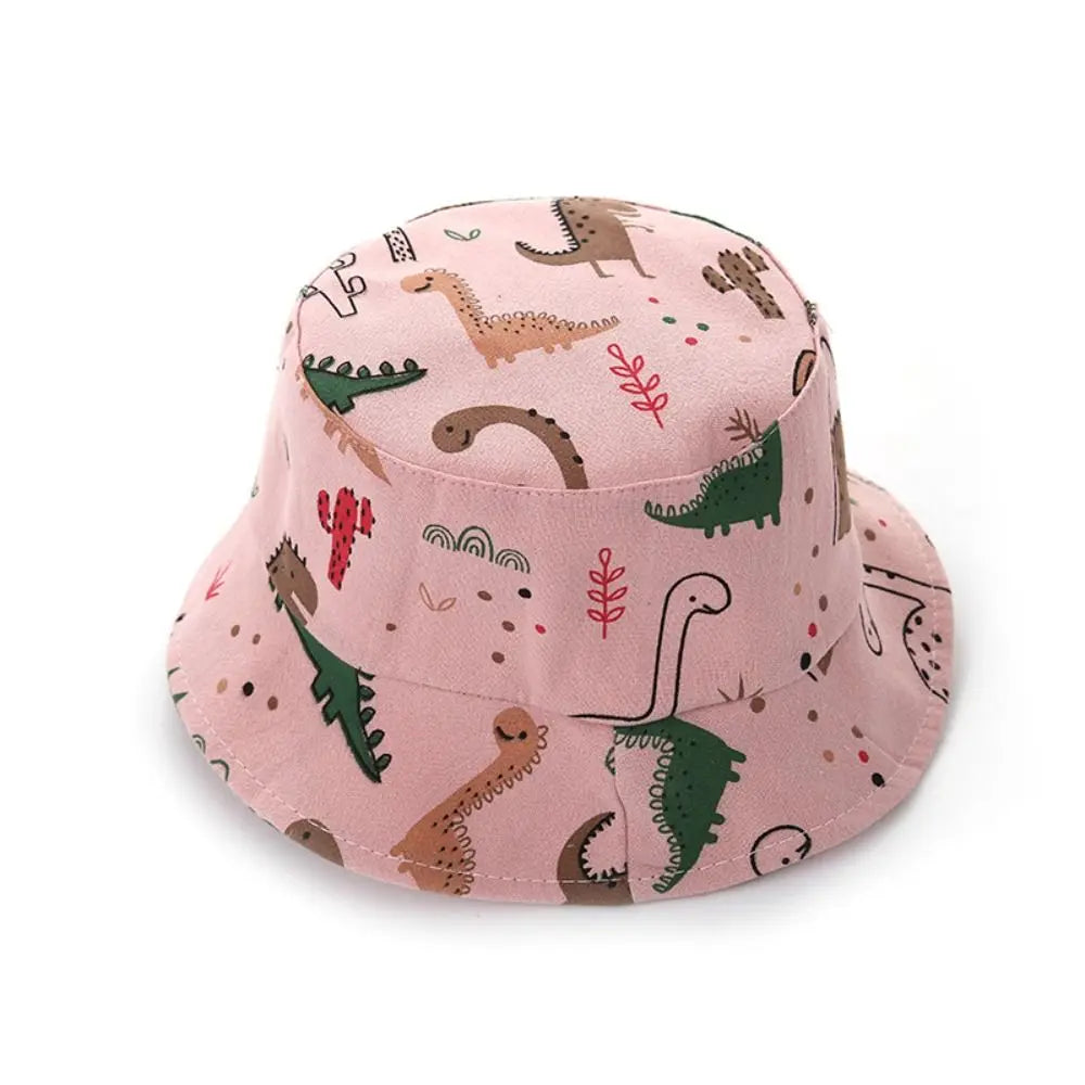 Anti-UV varios colores niños pescador sombrero dinosaurio poliéster cubo sombrero niños gorra niños niños