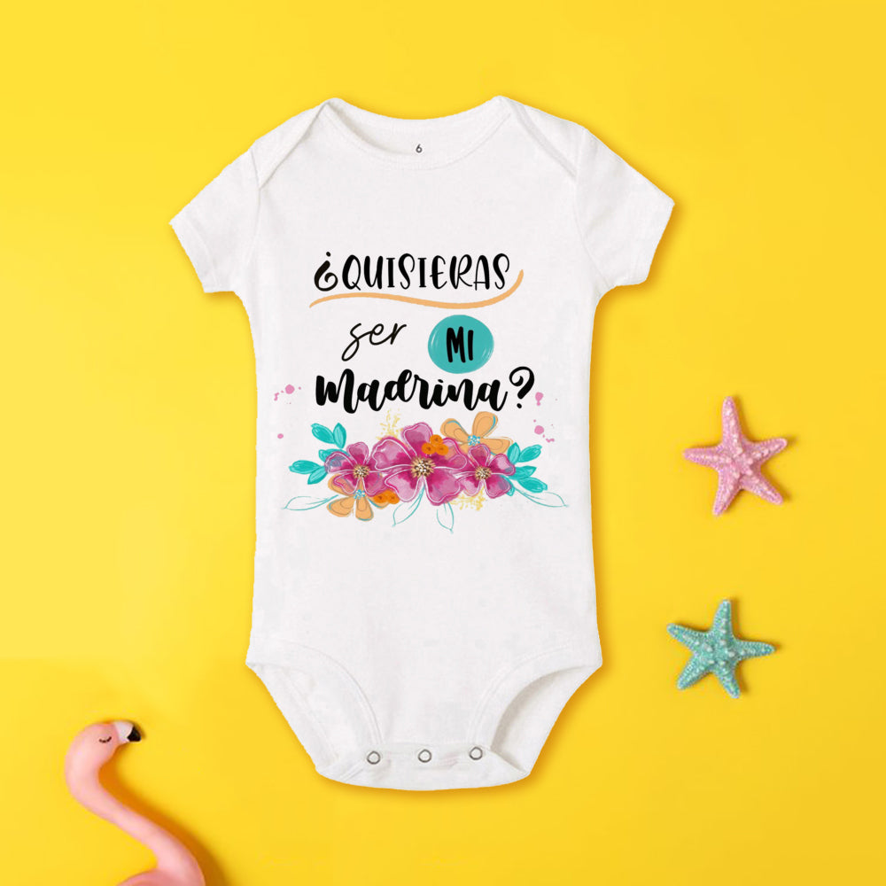 Tu será mi madrina, monos estampados para recién nacidos, ropa de bautismo para bebé, monos de manga corta para bebés pequeños