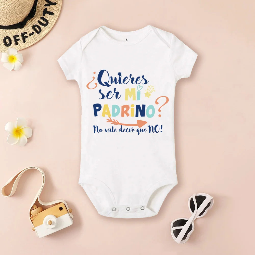 Be You Be My Godmother & Godfather-body con estampado para bebé, ropa de bautismo para Madrina Padrino, monos infantiles de verano