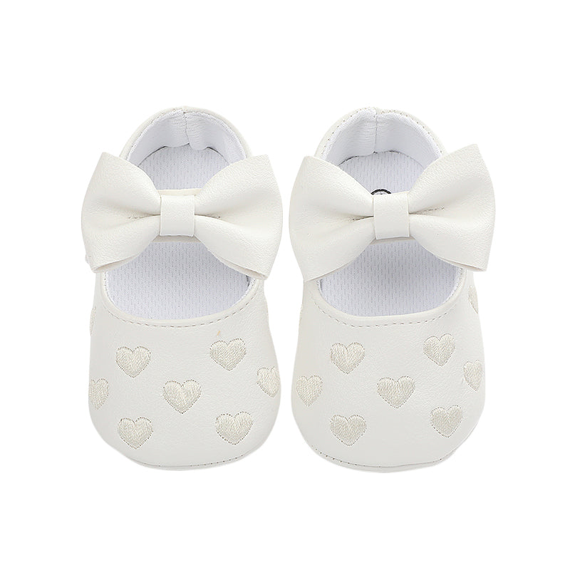 Pudcoco-zapatos planos de piel sintética para niñas, mocasines bonitos con decoración de lazo de corazón, suela suave, antideslizantes, de verano