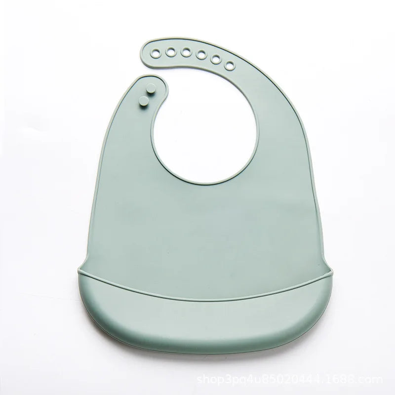 Baberos de silicona para bebés, babero impermeable para bebés, Color sólido, ajuste de 6 velocidades, bolsillo para Saliva, paños para eructar para niños, accesorios para recién nacidos