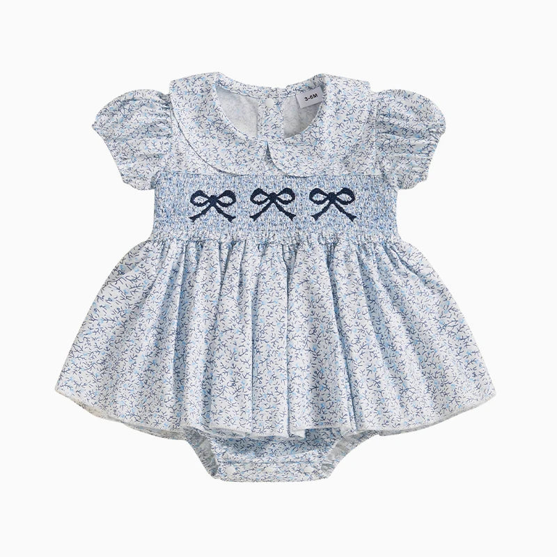 Ropa de verano para niñas pequeñas, pelele Floral de manga corta, vestido, mono con tutú, mono con cuello de muñeca