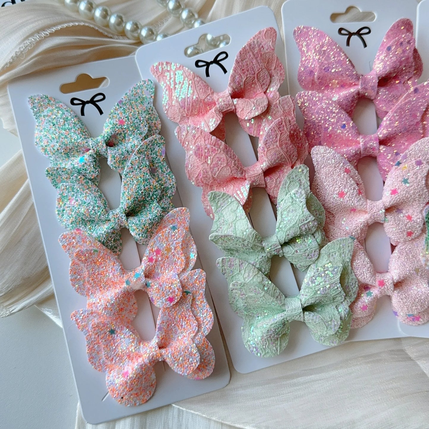 4 Uds. De lazos para el pelo de mariposa lisos y pinzas para el pelo para niñas, accesorios para el cabello de cuero para niños, horquillas, pasadores, tocados de regalo