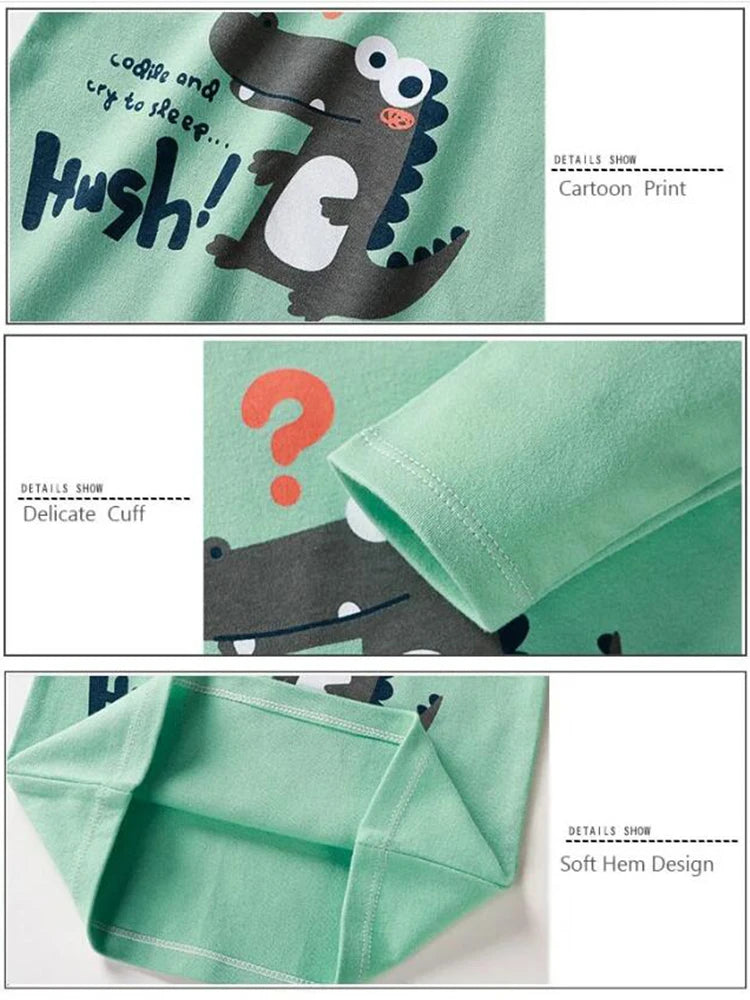 2 uds sudadera de algodón de cocodrilo de dibujos animados niños bebé jerseys de manga larga primavera otoño Top niñas camisetas ropa Casual