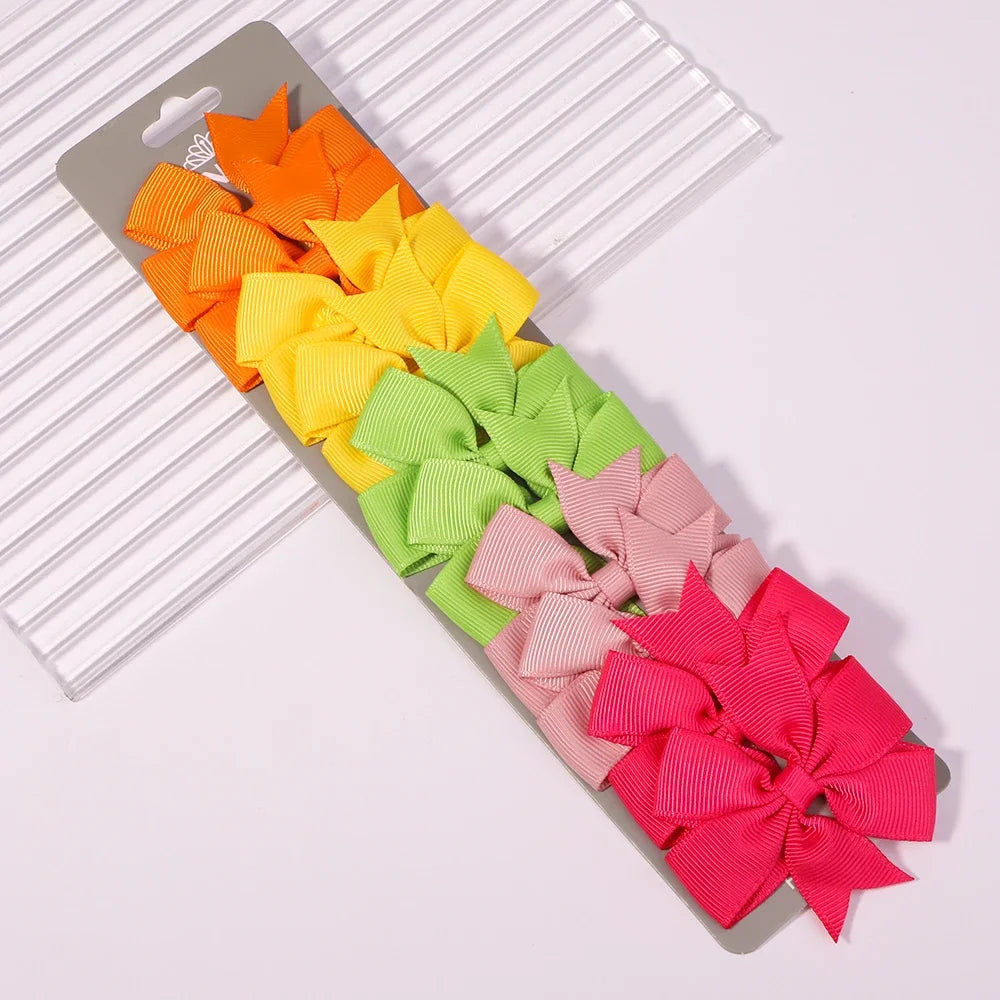 10 unids/lote de pinzas para el pelo con lazo de Color sólido para niñas, horquilla con lazo hecha a mano, Mini pasadores, accesorios para el cabello para niños