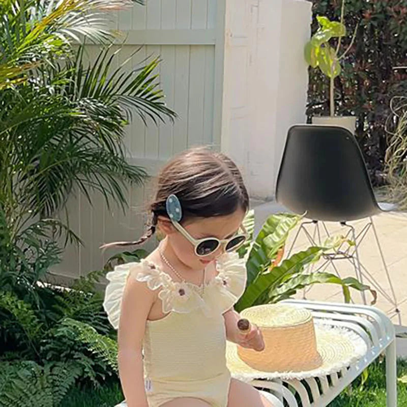 Bañador Floral de una pieza para niña, traje de baño de verano