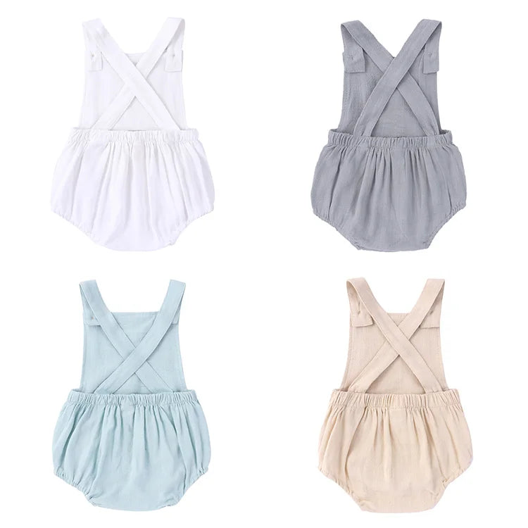 Ropa de moda para bebés recién nacidos, monos para niñas, ropa de algodón de Color sólido con cuello cuadrado, ropa de verano para bebés de 0 a 24 meses