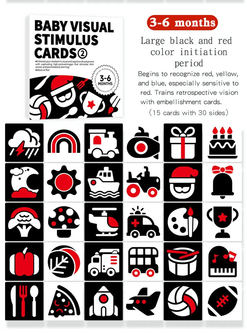 Tarjetas de estimulación Visual para bebés, tarjeta Flash Montessori de alto contraste, regalo infantil para niños, juguete cognitivo