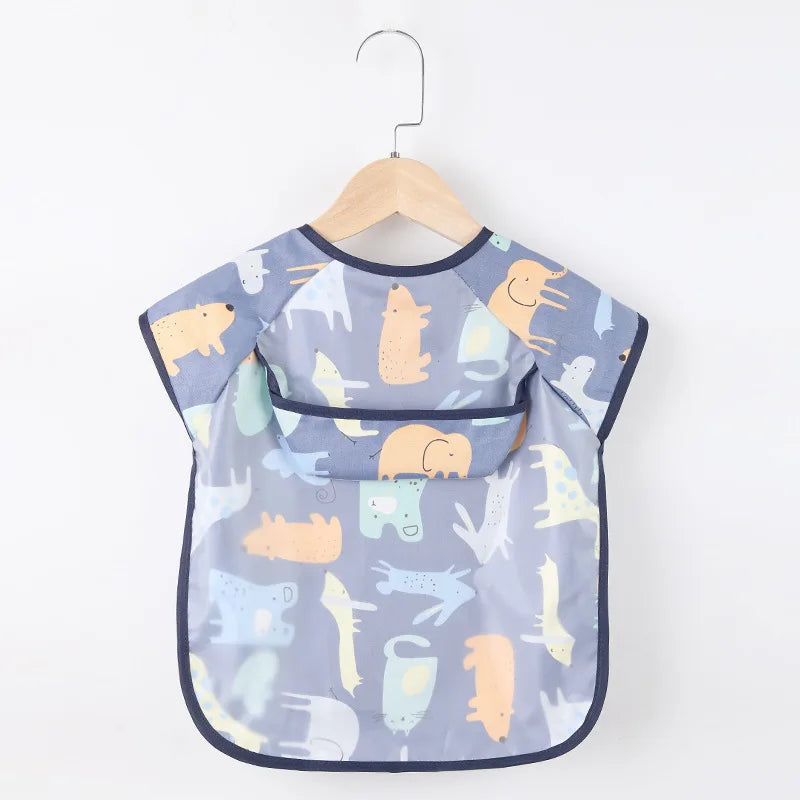 Bufanda de manga larga para bebés y niños pequeños, bata artística impermeable, babero para alimentar, delantal con bolsillo, Baberos Bandana de tela para eructar para niños y niñas