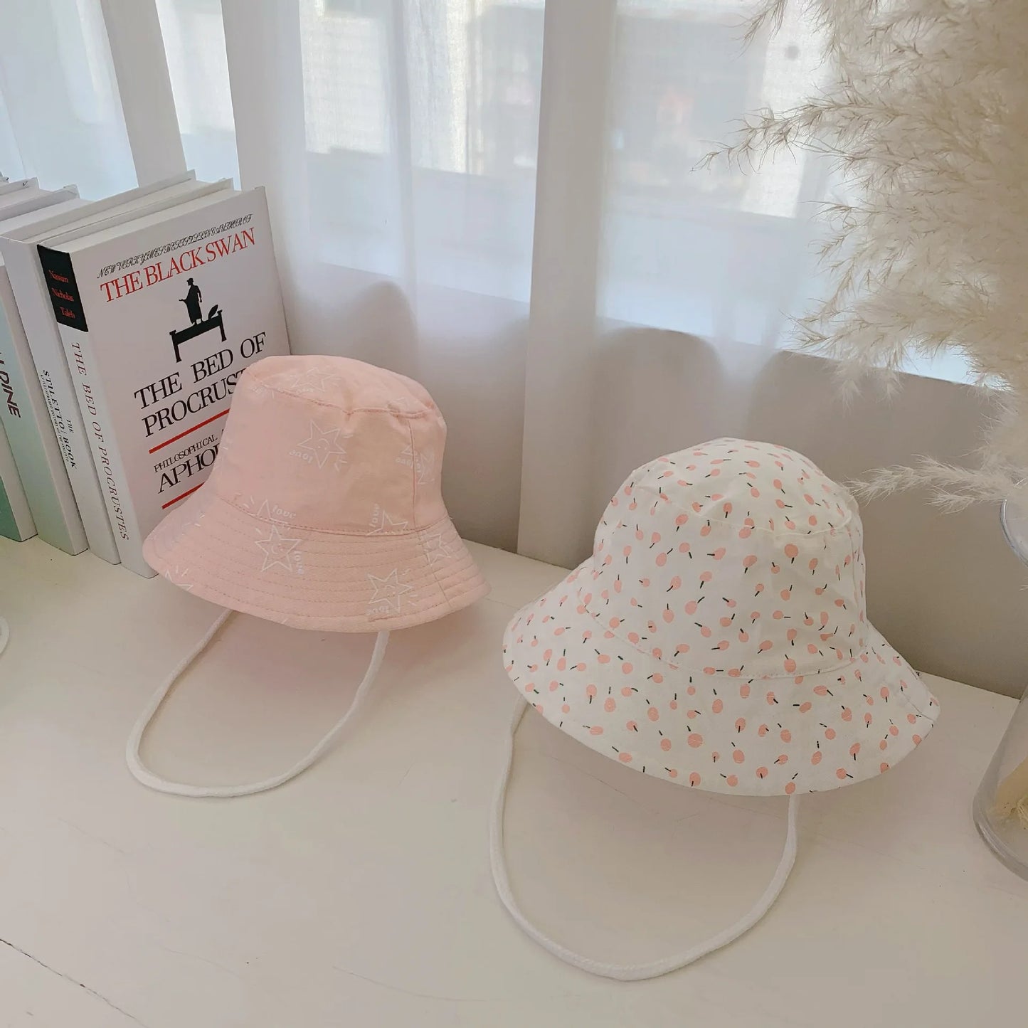 Sombrero de pescador para niños de 1 a 12 años, gorros de cubo con estampado rosa para niñas y bebés, gorro de lavabo con protección UV transpirable de algodón, viseras de sombrilla para niños