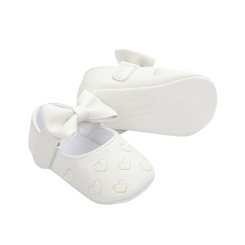 Pudcoco-zapatos planos de piel sintética para niñas, mocasines bonitos con decoración de lazo de corazón, suela suave, antideslizantes, de verano