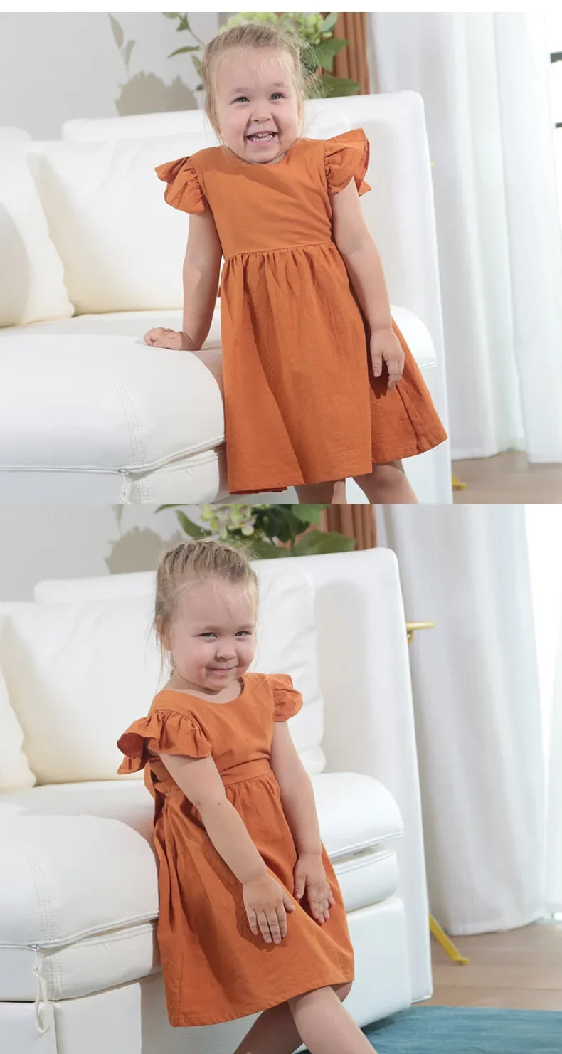Vestido informal sin mangas con volantes para niñas de 0 a 5 años, ropa de verano con lazo en la espalda para niñas