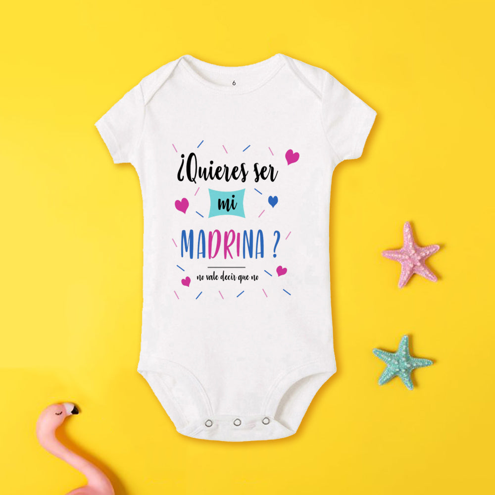 Tu será mi madrina, monos estampados para recién nacidos, ropa de bautismo para bebé, monos de manga corta para bebés pequeños