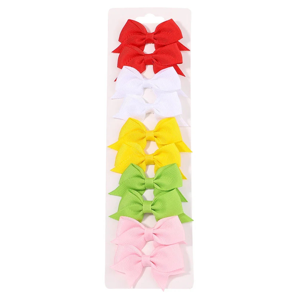 10 unids/lote de pinzas para el pelo con lazo de Color sólido para niñas, horquilla con lazo hecha a mano, Mini pasadores, accesorios para el cabello para niños