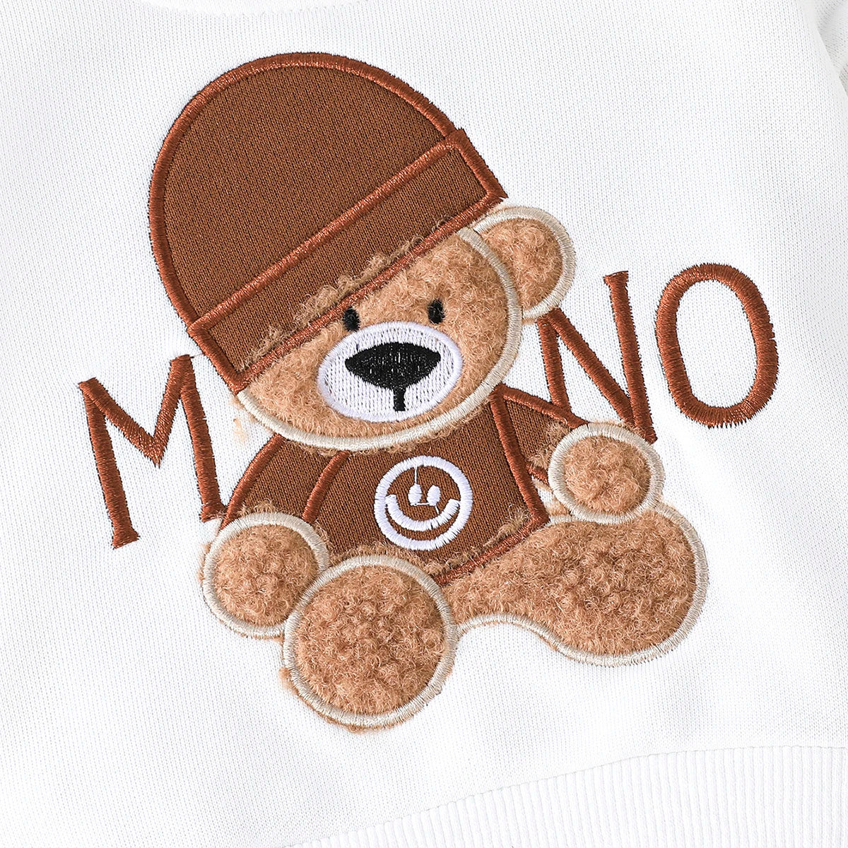 Terno para niño de 3 a 24 meses, camiseta de manga larga con estampado de oso de dibujos animados, pantalones azul marino, conjunto de ropa infantil