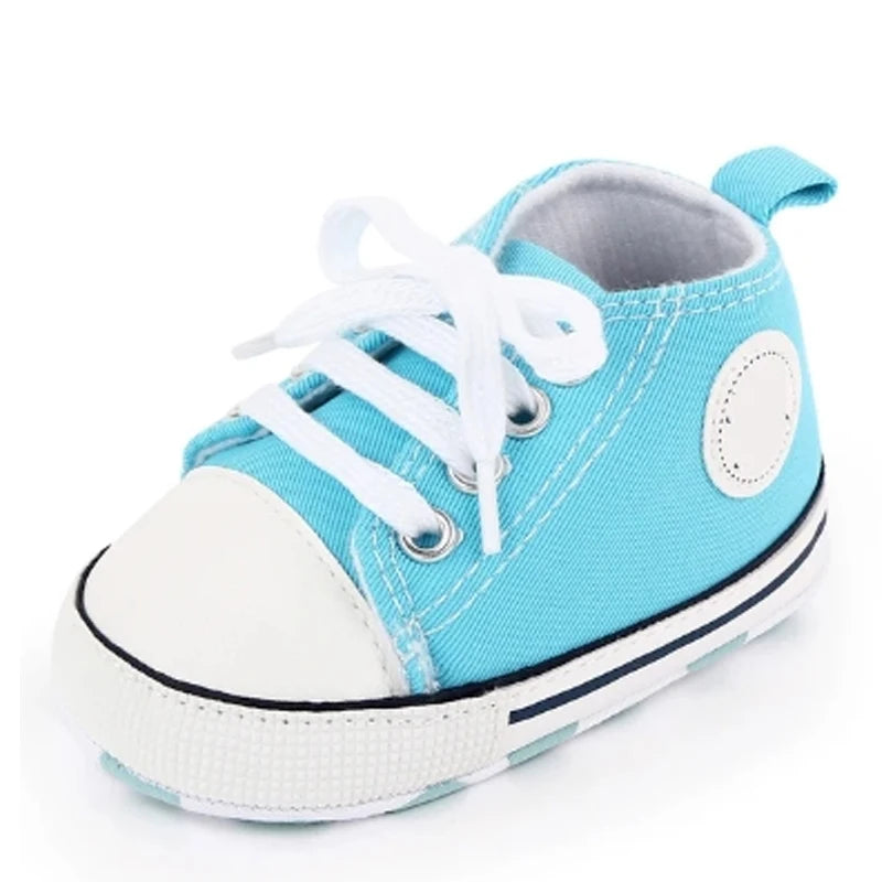 Zapatos clásicos de lona para bebé, zapatillas informales para recién nacido, primeros pasos, suela suave, antideslizante, D2486