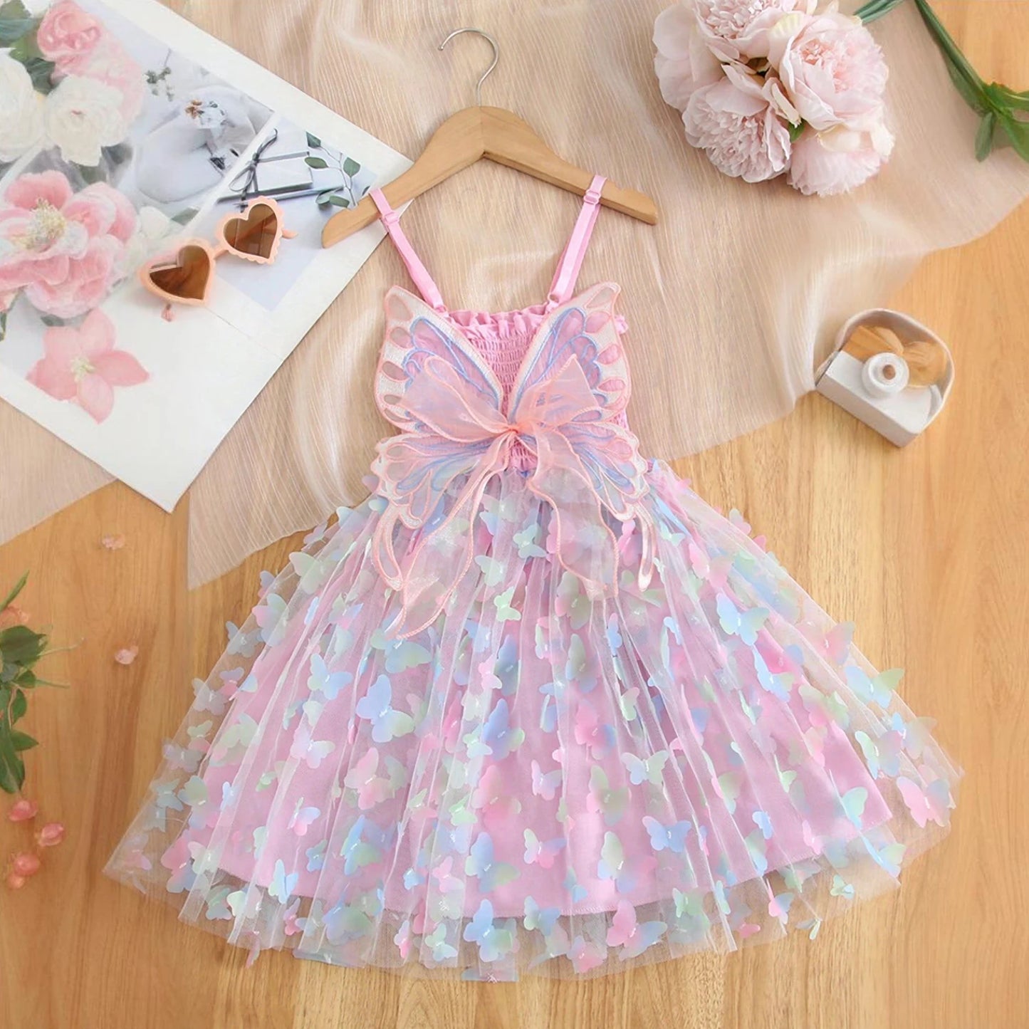2 to 6 Yrs Girls Summer Dresses Party Fairy Princess Dress Wedding Dress Baby Girl Casual Clothes Kids Butterfly Dress for Girls