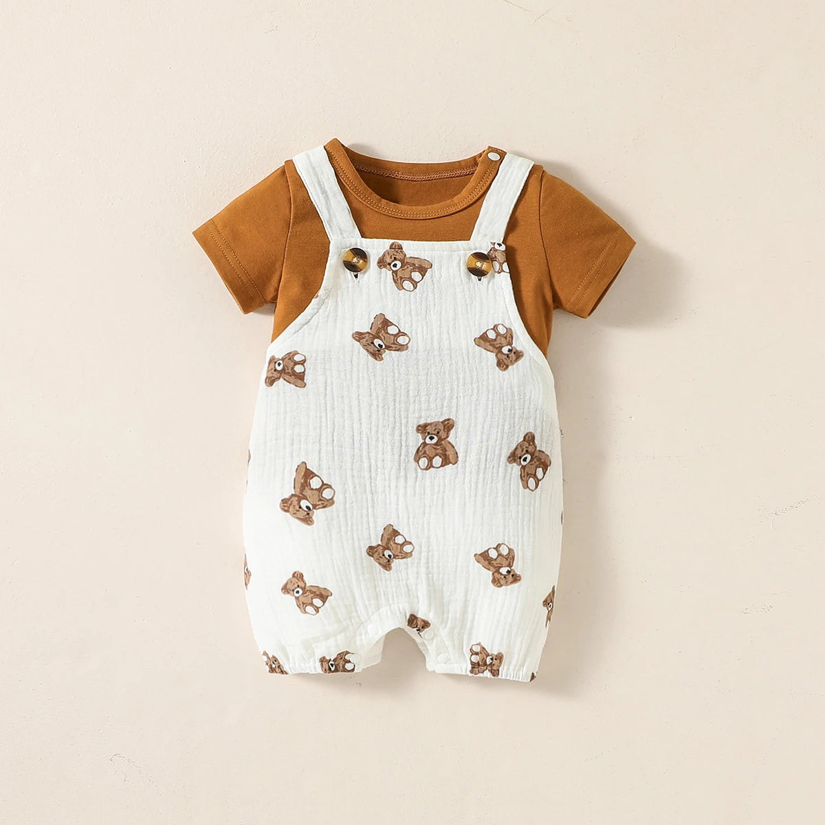 Camiseta de manga corta de verano para bebés, traje de Animal con tirantes para la moda diaria, 2 uds.