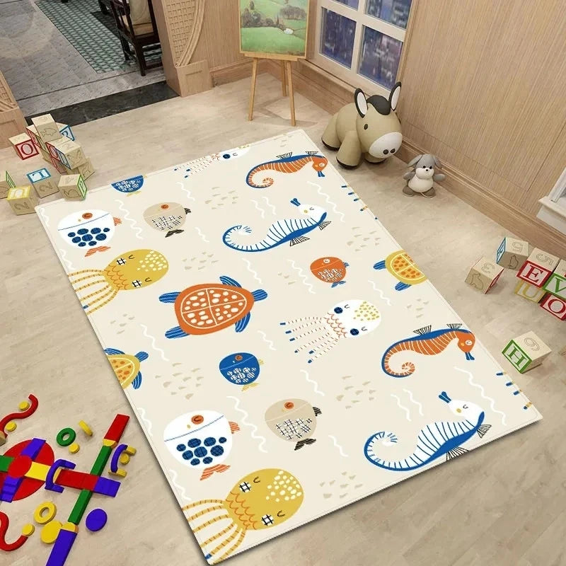 Alfombra de estilo nórdico para habitación de bebé, Alfombra de dibujos animados de animales para dormitorio de niños, alfombra Kawaii para habitación de niñas y niños, Alfombra de juego antideslizante para niños