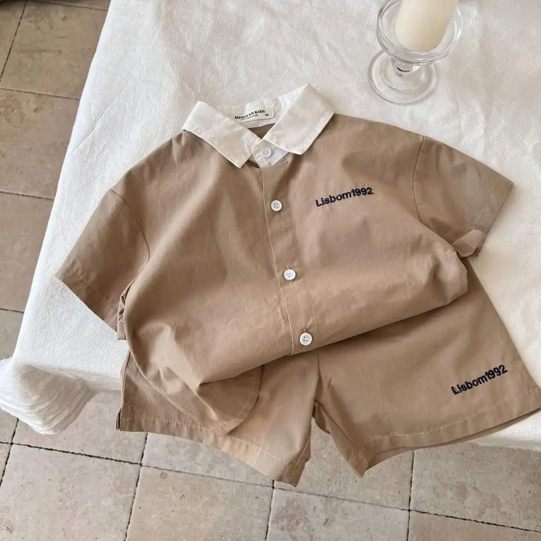 Conjunto de ropa de verano para niños y niñas, Top de manga corta informal, pantalones cortos, trajes de bebé para dos niños