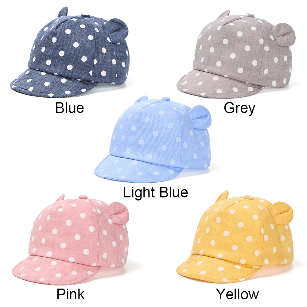 Sombrero de béisbol informal para bebé de 6-24 meses, gorra con Orejas de conejo, gorros de playa de lunares, gorra de Panamá, sombrero de sol para niños al aire libre