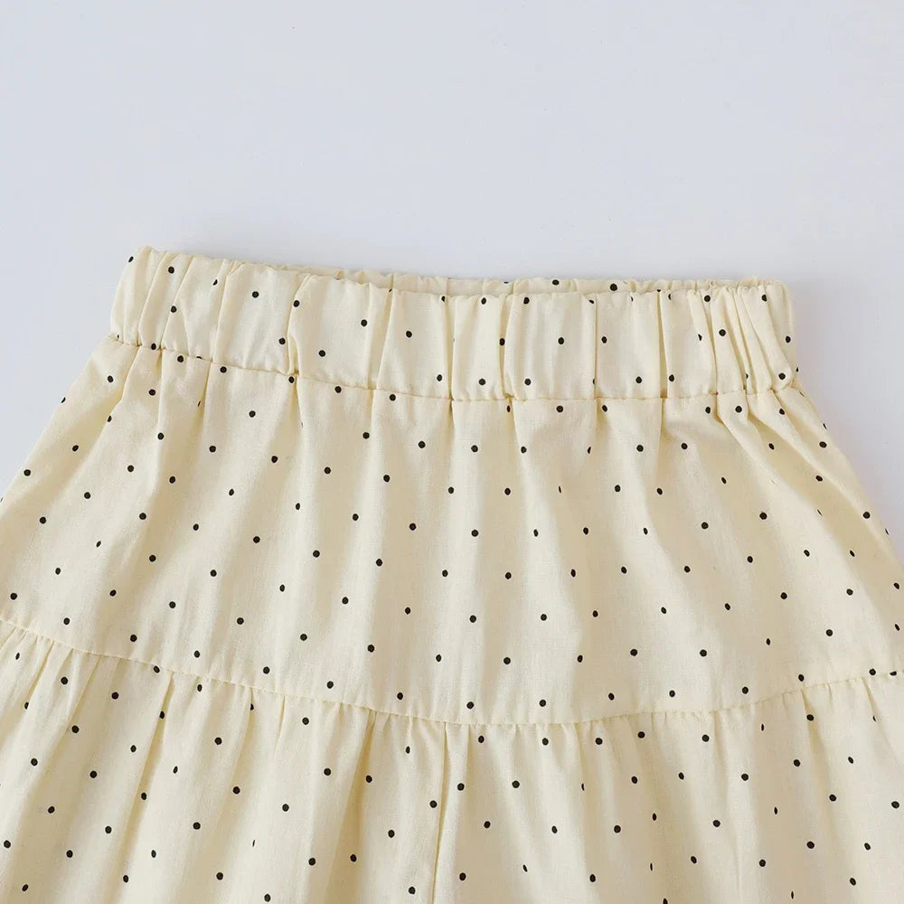 Bear Leader-Conjunto de ropa informal para niña, Top de lunares sin mangas con cuello redondo y pantalones de pierna ancha con lazo y botón, 2 piezas