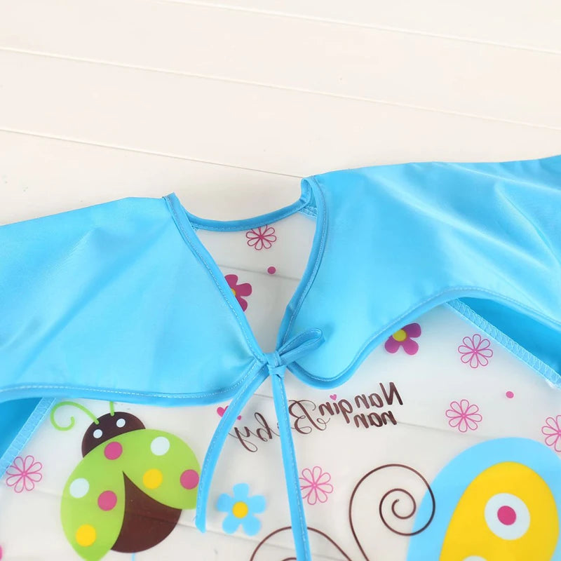 Babero antisuciedad impermeable de EVA para bebé de 0 a 3 años, abrigo de manga larga con correa, alimentación suave a prueba de suciedad, bonito patrón de dibujos animados, paños para eructar
