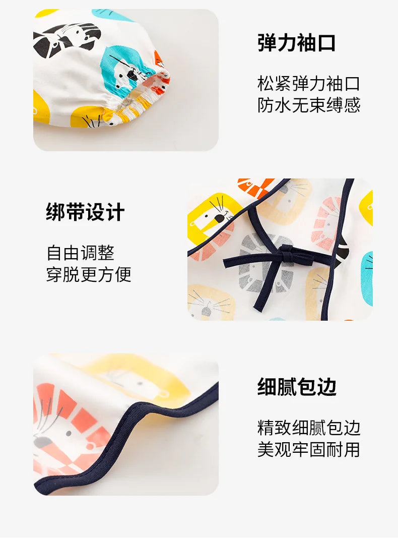 Baberos de tela para bebé, ropa de comedor impermeable, delantal de manga larga, bata de alimentación para niños, vendaje inverso para eructar, protección de pintura