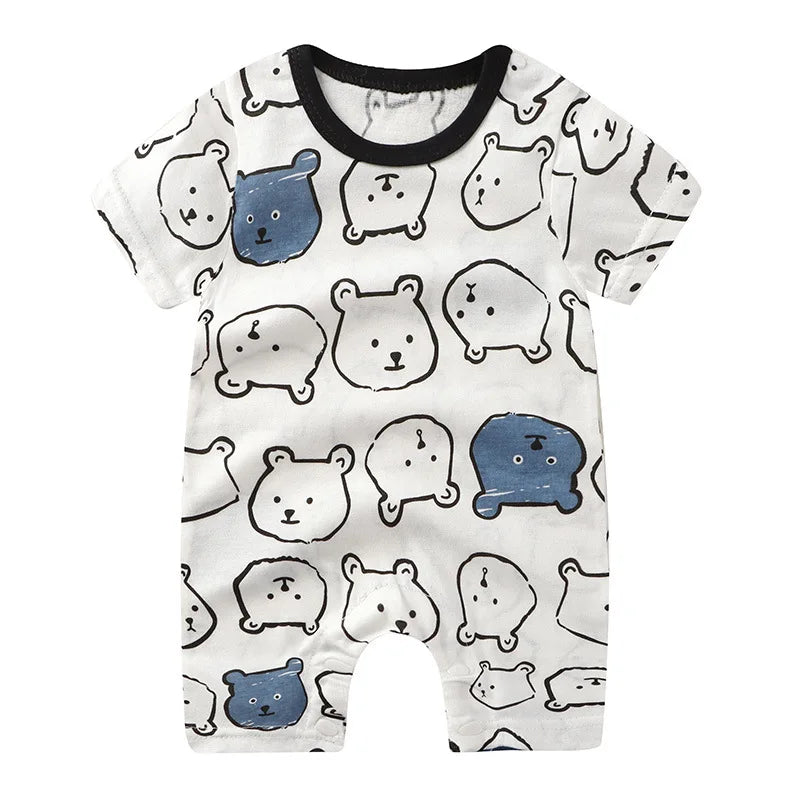 Ropa de una pieza de dibujos animados de verano para bebé, pelele de manga corta, ropa de escalada, monos para recién nacidos, mono para niño niña y niño