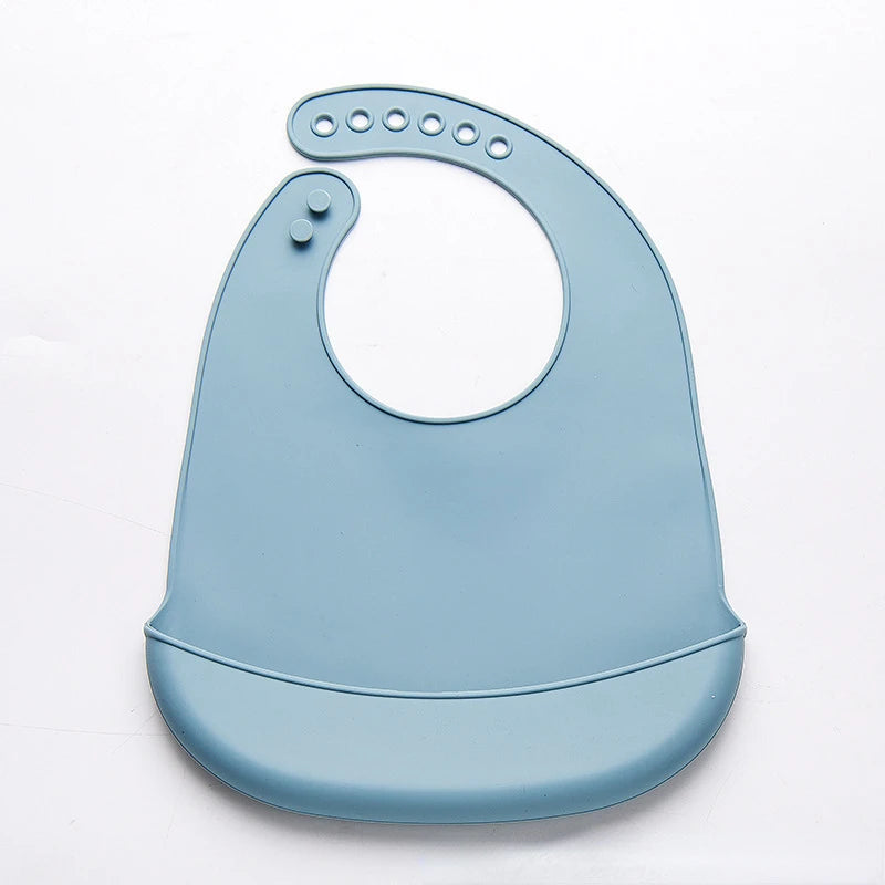 Baberos de silicona para bebés, babero impermeable para bebés, Color sólido, ajuste de 6 velocidades, bolsillo para Saliva, paños para eructar para niños, accesorios para recién nacidos