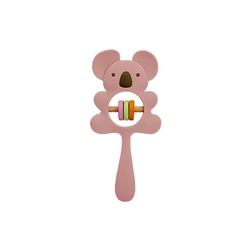1 unidad de juguetes de sonajero para bebé, diseño de ganchillo de madera, conejo, conejo, zorro León, BearToy, regalo para recién nacido, mordedor de bebé, Crochet, nombre personalizado