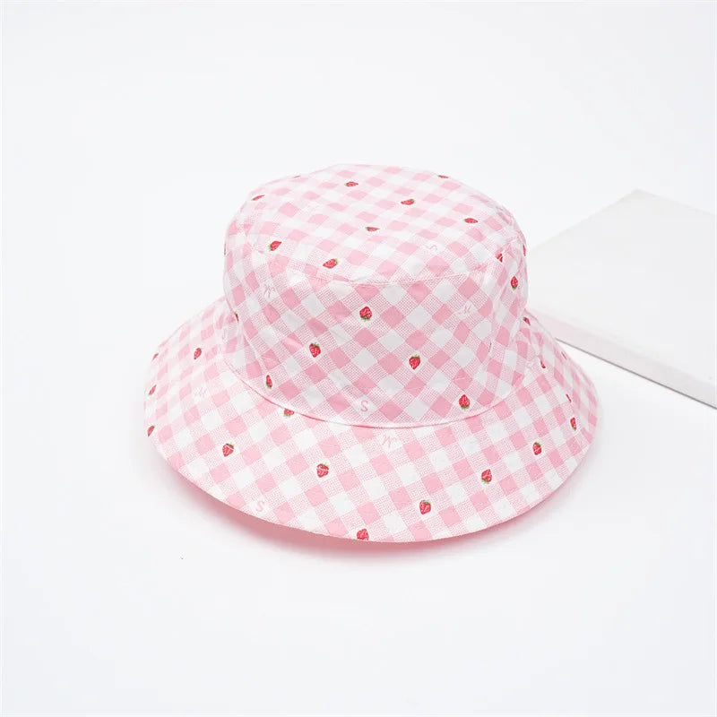 Sombrero de pescador para niños de 1 a 12 años, gorros de cubo con estampado rosa para niñas y bebés, gorro de lavabo con protección UV transpirable de algodón, viseras de sombrilla para niños