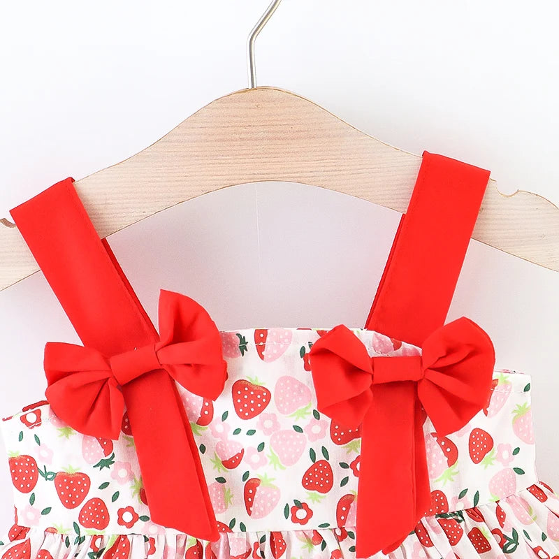 Vestido de verano para niña pequeña, versión coreana vestido Floral, elegante, algodón, pajarita, sombrero incluido