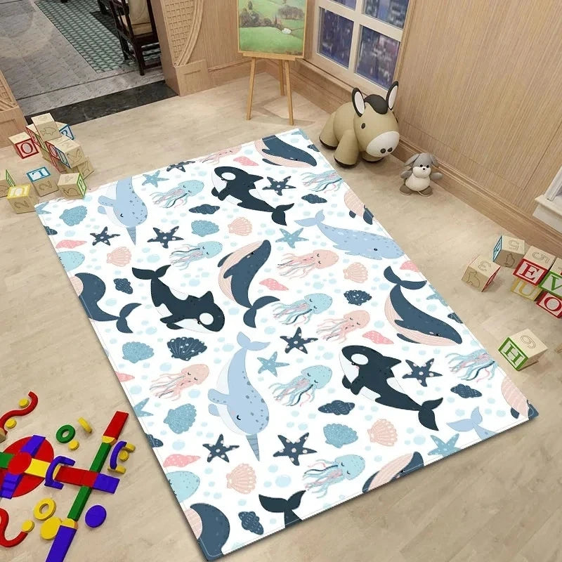 Alfombra de estilo nórdico para habitación de bebé, Alfombra de dibujos animados de animales para dormitorio de niños, alfombra Kawaii para habitación de niñas y niños, Alfombra de juego antideslizante para niños