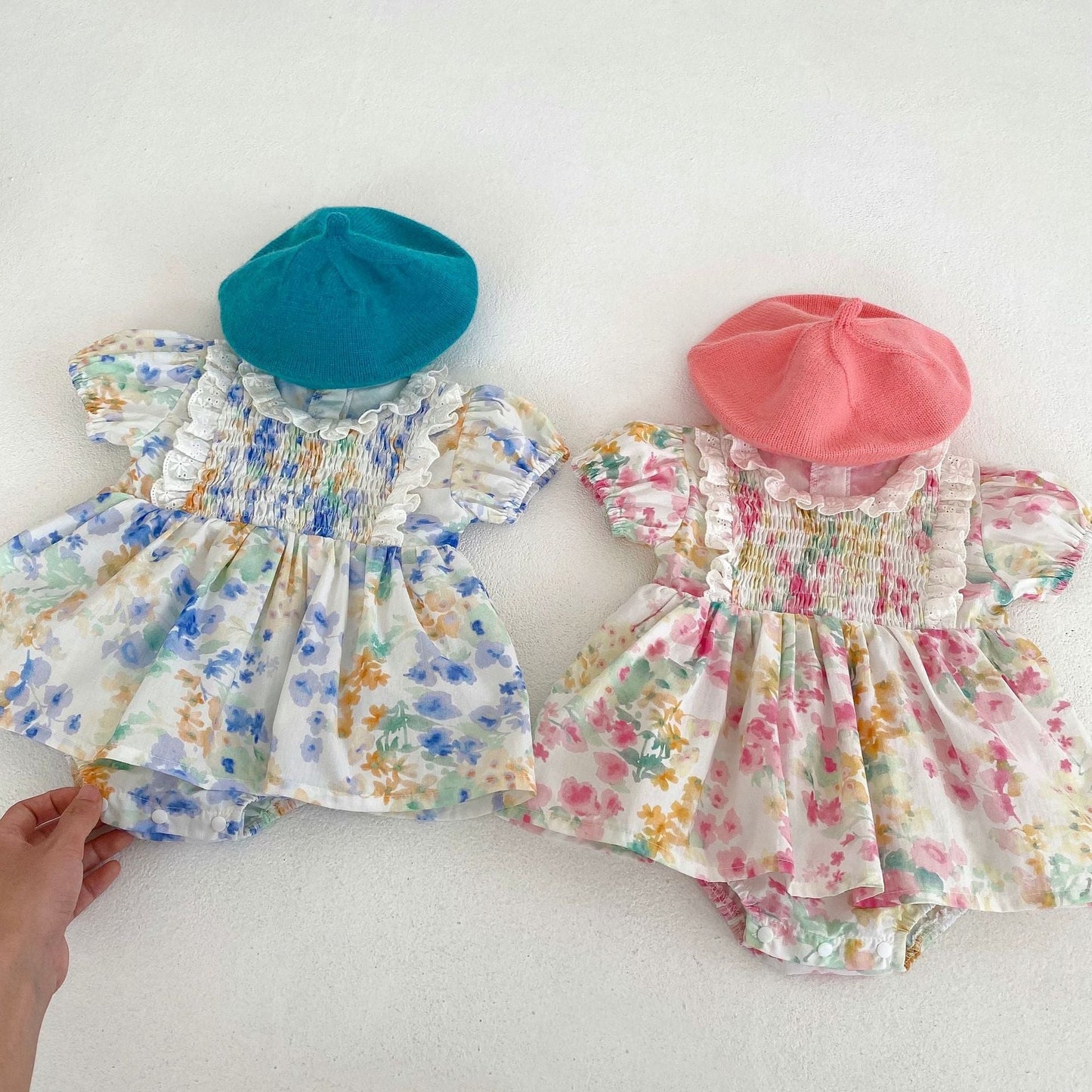 Baby Girl Floral Pattern Loose Summer Onesies Dress-0