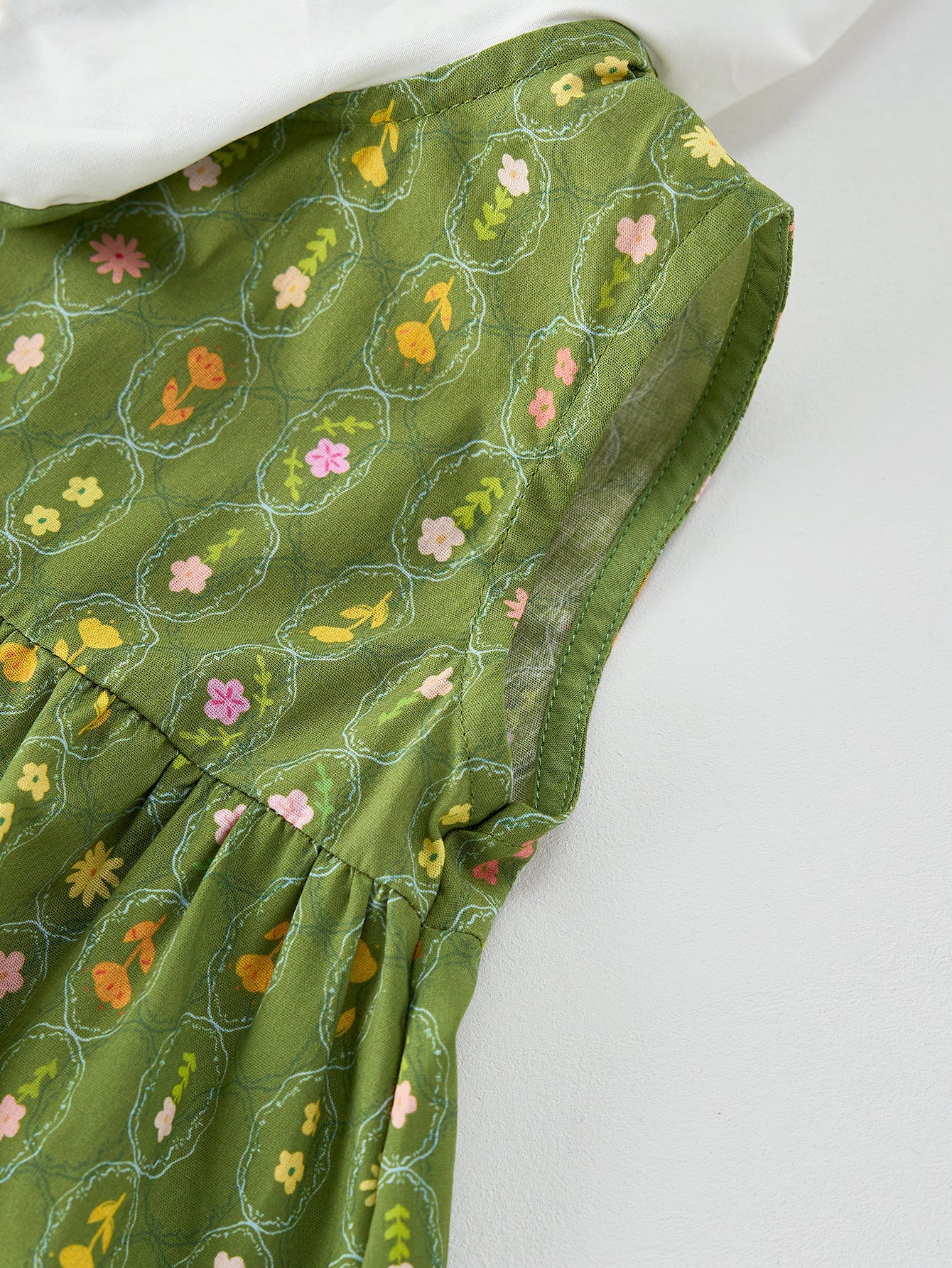 Summer Baby Kids Girls Floral Sleeveless Embroidery Collar Dress-4