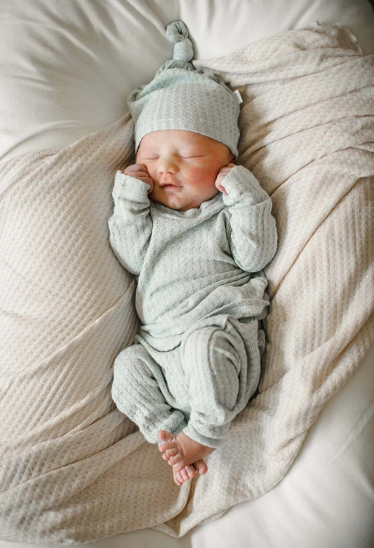 3Pcs Infant Newborn Baby Cute Clothes Sets Girls Boys Autumn Warm Harem Pants Waffle Ribbed Solid Unisex Bodysuits+Elastic Pants