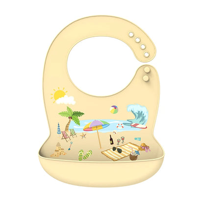 Babero de silicona para bebé, Baberos impermeables con goteo de Saliva y plátano, delantales comestibles suaves para alimentación de recién nacido, bufanda ajustable para eructar para bebé