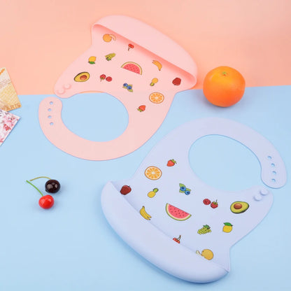 Babero de silicona para bebé, Baberos impermeables con goteo de Saliva y plátano, delantales comestibles suaves para alimentación de recién nacido, bufanda ajustable para eructar para bebé