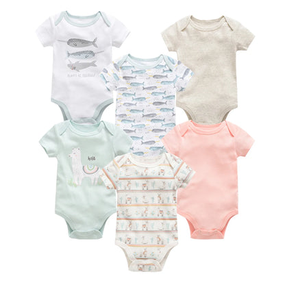Kavkas 3 6 unids/lote Body para bebé, ropa de algodón de manga corta para recién nacido, monos con estampado de dibujos animados para niño pequeño de verano